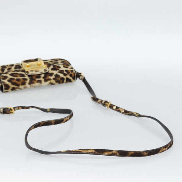 Miu Miu Shoulder Bag Harako leather Beige Gold Auth 184187A