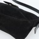 FENDI Mamma Baguette Shoulder Bag Suede Black Silver Auth 184192M-15