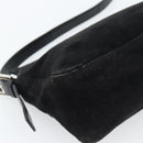 FENDI Mamma Baguette Shoulder Bag Suede Black Silver Auth 184192M-18