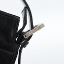 FENDI Mamma Baguette Shoulder Bag Suede Black Silver Auth 184192M-19