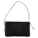 FENDI Mamma Baguette Shoulder Bag Suede Black Silver Auth 184192M-2