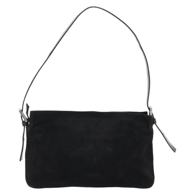 FENDI Mamma Baguette Shoulder Bag Suede Black Silver Auth 184192M - 0