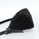 FENDI Mamma Baguette Shoulder Bag Suede Black Silver Auth 184192M-3