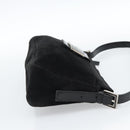 FENDI Mamma Baguette Shoulder Bag Suede Black Silver Auth 184192M-4