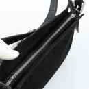 FENDI Mamma Baguette Shoulder Bag Suede Black Silver Auth 184192M-6