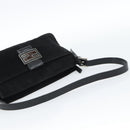 FENDI Mamma Baguette Shoulder Bag Suede Black Silver Auth 184192M-7