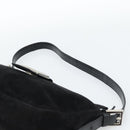 FENDI Mamma Baguette Shoulder Bag Suede Black Silver Auth 184192M-14