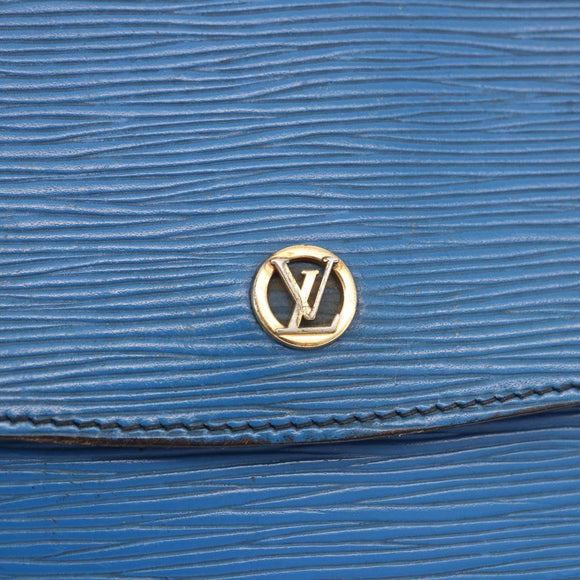 LOUIS VUITTON Epi Montaigne 27 Clutch Bag Blue M52655 LV Auth 184193