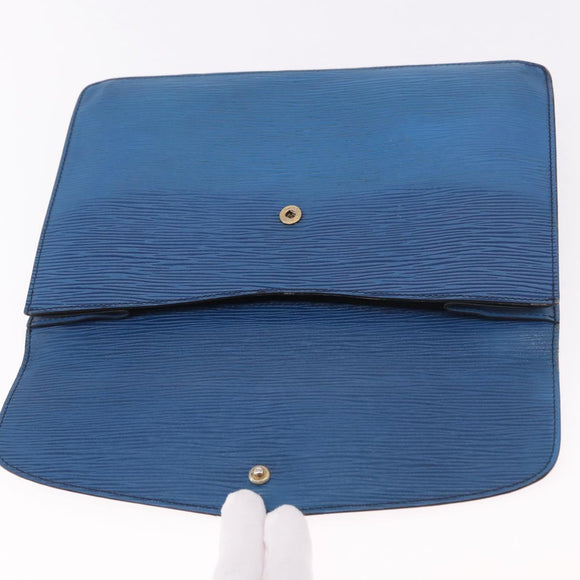 LOUIS VUITTON Epi Montaigne 27 Clutch Bag Blue M52655 LV Auth 184193