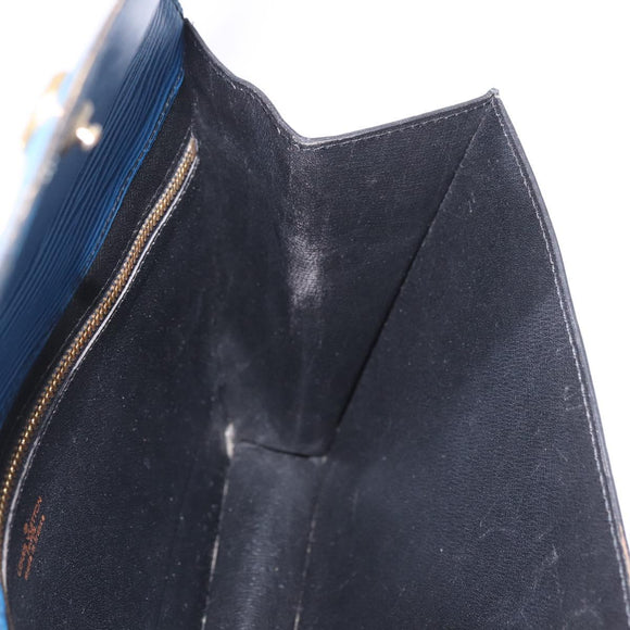 LOUIS VUITTON Epi Montaigne 27 Clutch Bag Blue M52655 LV Auth 184193