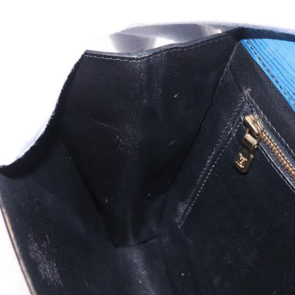 LOUIS VUITTON Epi Montaigne 27 Clutch Bag Blue M52655 LV Auth 184193