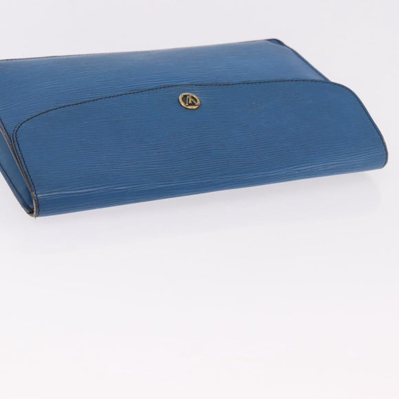 LOUIS VUITTON Epi Montaigne 27 Clutch Bag Blue M52655 LV Auth 184193