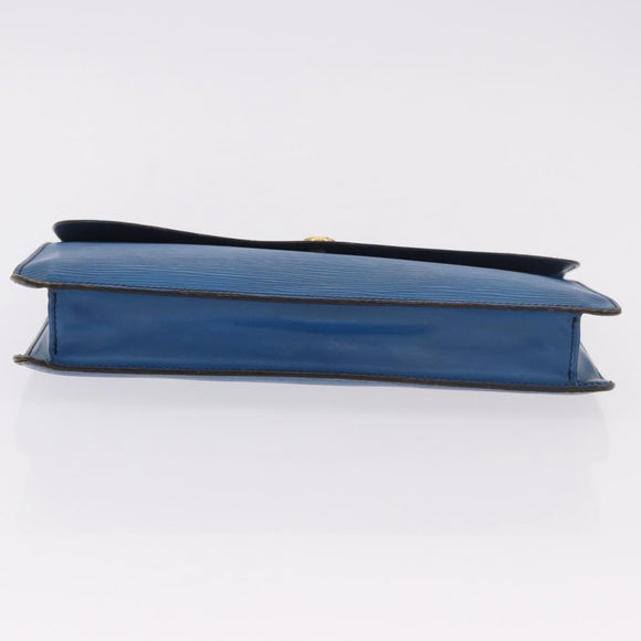 LOUIS VUITTON Epi Montaigne 27 Clutch Bag Blue M52655 LV Auth 184193