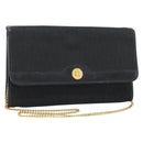 Christian Dior Trotter Canvas Chain Shoulder Bag Black Gold Auth 184194-1
