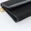 Christian Dior Trotter Canvas Chain Shoulder Bag Black Gold Auth 184194-14