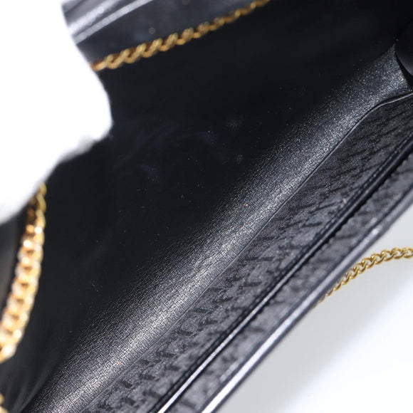Christian Dior Trotter Canvas Chain Shoulder Bag Black Gold Auth 184194