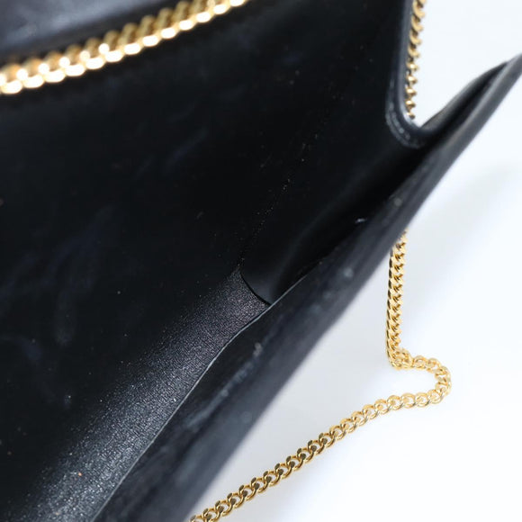 Christian Dior Trotter Canvas Chain Shoulder Bag Black Gold Auth 184194
