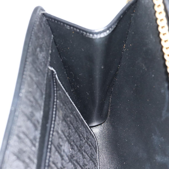 Christian Dior Trotter Canvas Chain Shoulder Bag Black Gold Auth 184194