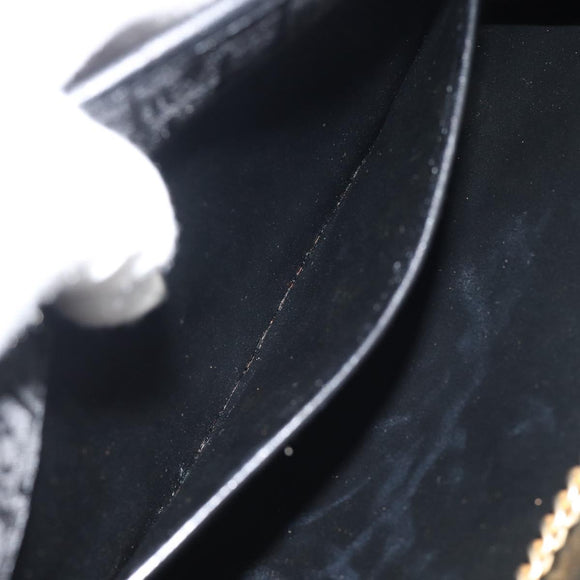 Christian Dior Trotter Canvas Chain Shoulder Bag Black Gold Auth 184194