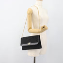 Christian Dior Trotter Canvas Chain Shoulder Bag Black Gold Auth 184194-20