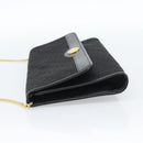Christian Dior Trotter Canvas Chain Shoulder Bag Black Gold Auth 184194-3