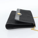Christian Dior Trotter Canvas Chain Shoulder Bag Black Gold Auth 184194-4