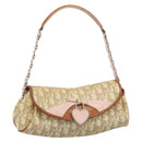 Christian Dior Trotter Canvas Romantic Chain Bag PVC Beige Silver Auth 184195A-1