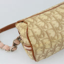 Christian Dior Trotter Canvas Romantic Chain Bag PVC Beige Silver Auth 184195A-13