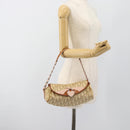 Christian Dior Trotter Canvas Romantic Chain Bag PVC Beige Silver Auth 184195A-22