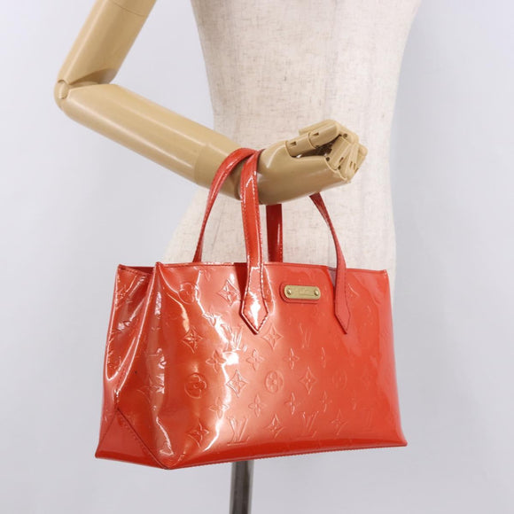LOUIS VUITTON Monogram Vernis Wilshire PM Bag Orenge Sunset M93644 Auth 184196