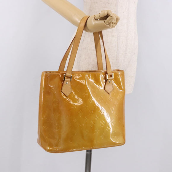 LOUIS VUITTON Monogram Vernis Houston Hand Bag Beige M91004 LV Auth 184197