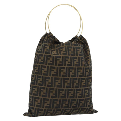 FENDI Zucca Canvas Hand Bag Black Brown Auth 184207A
