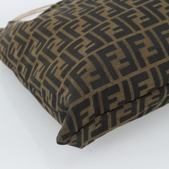 FENDI Zucca Canvas Hand Bag Black Brown Auth 184207A