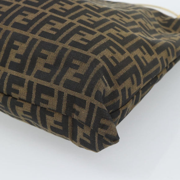 FENDI Zucca Canvas Hand Bag Black Brown Auth 184207A