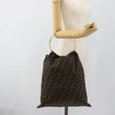 FENDI Zucca Canvas Hand Bag Black Brown Auth 184207A-20