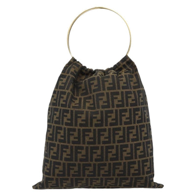 FENDI Zucca Canvas Hand Bag Black Brown Auth 184207A - 0