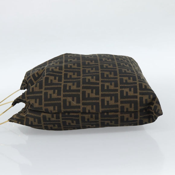 FENDI Zucca Canvas Hand Bag Black Brown Auth 184207A