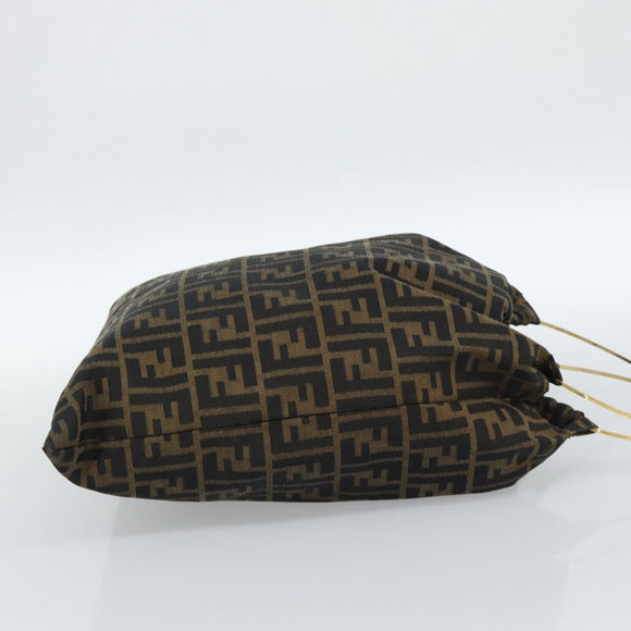 FENDI Zucca Canvas Hand Bag Black Brown Auth 184207A