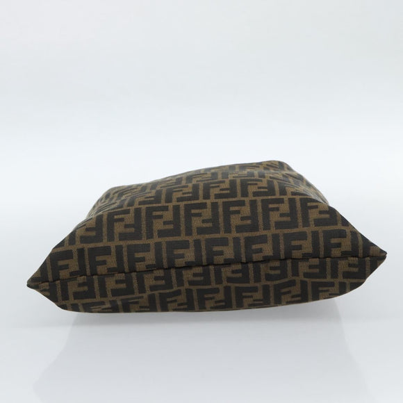 FENDI Zucca Canvas Hand Bag Black Brown Auth 184207A