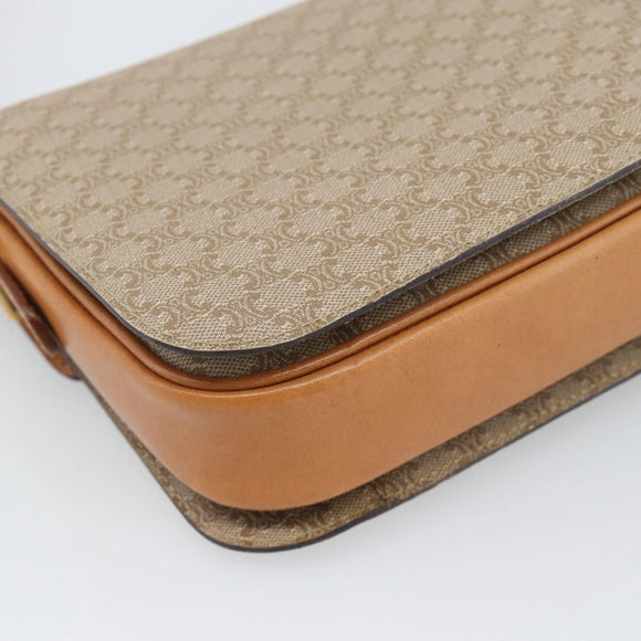 CELINE Macadam Canvas Shoulder Bag PVC Beige Gold Auth 184209