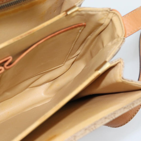 CELINE Macadam Canvas Umhängetasche PVC Beige Gold Auth 184209