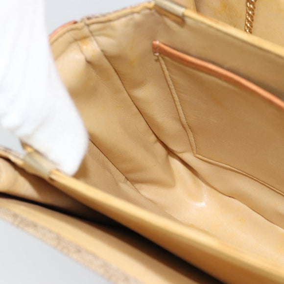 CELINE Macadam Canvas Umhängetasche PVC Beige Gold Auth 184209