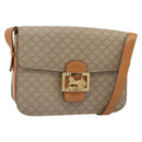 CELINE Macadam Canvas Umhängetasche PVC Beige Gold Auth 184209-1