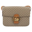 CELINE Macadam Canvas Shoulder Bag PVC Beige Gold Auth 184209-13