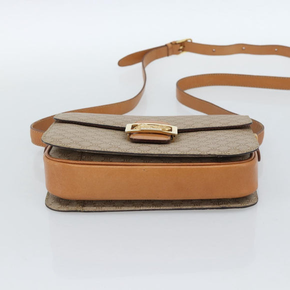 CELINE Macadam Canvas Umhängetasche PVC Beige Gold Auth 184209