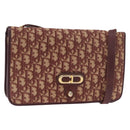 Christian Dior Trotter Canvas Shoulder Bag Red Gold Auth 184210-1