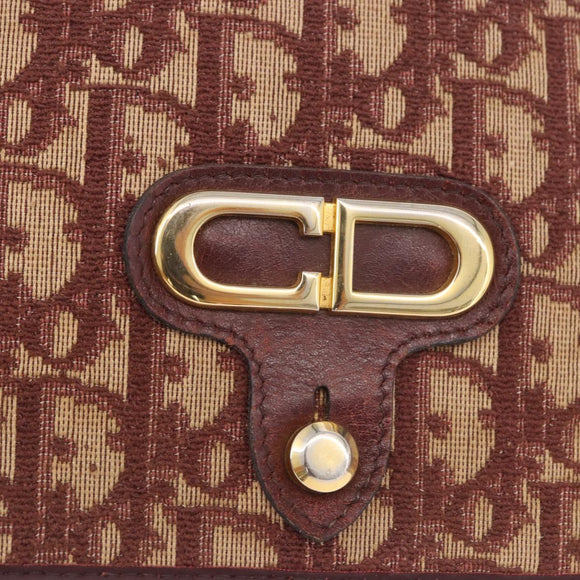 Christian Dior Trotter Canvas Shoulder Bag Red Gold Auth 184210
