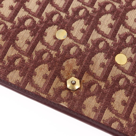 Christian Dior Trotter Canvas Shoulder Bag Red Gold Auth 184210