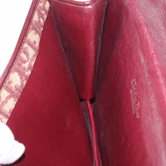 Christian Dior Trotter Canvas Shoulder Bag Red Gold Auth 184210