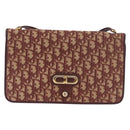 Christian Dior Trotter Canvas Shoulder Bag Red Gold Auth 184210-2